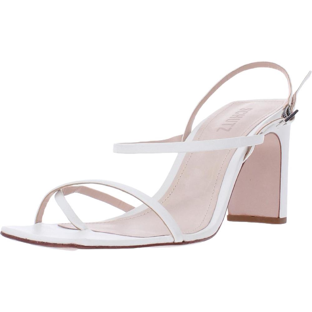 Schutz Womens Amaia White Strappy Block Heel Casual Slingback Heels Shoes NWT